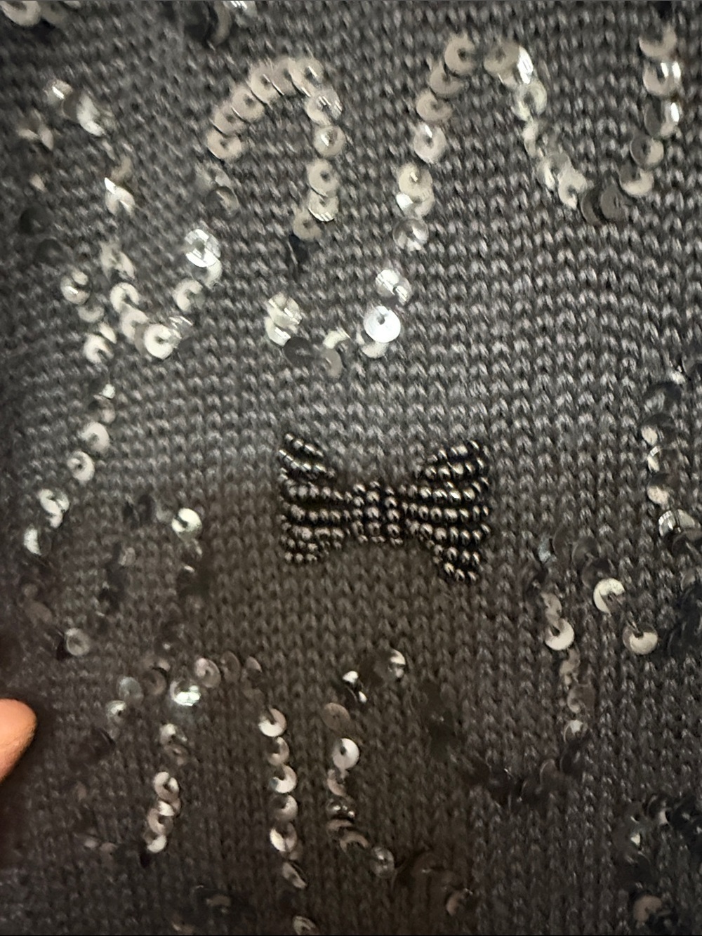 Vintage Jaclyn Smith Black Bow Sequin Cardigan Sweater Womens Medium - Picture 2 of 4